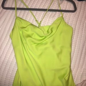 J.O.A. neon green cowl neck dress
